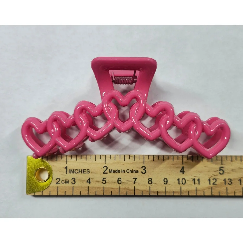 Hot Pink Heart Claw Clip Girly Y2K Valentine's Day Hair Accessories NEW